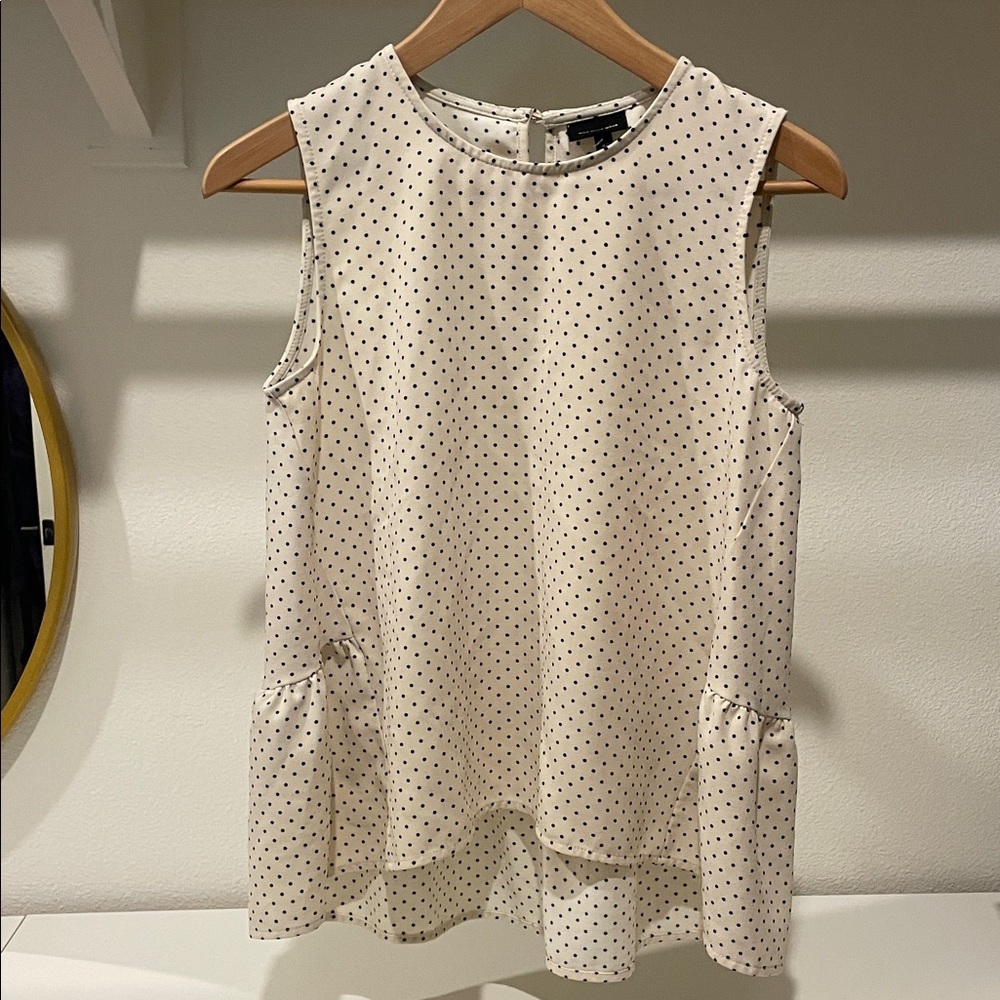 Who What Wear Cream Polka Dot Blouse